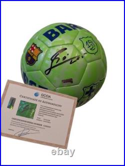 Lionel Messi Signed FC Barcelona Soccer Ball Autographed Barca Football GCOA COA