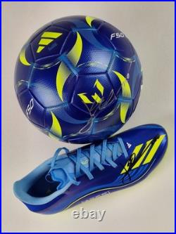 Lionel Messi Soccer Ball+shoe+Hand Signed by Messi+COA+Free shipping=02 pieces