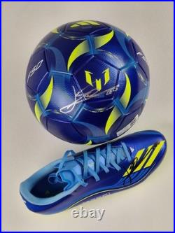 Lionel Messi Soccer Ball+shoe+Hand Signed by Messi+COA+Free shipping=02 pieces