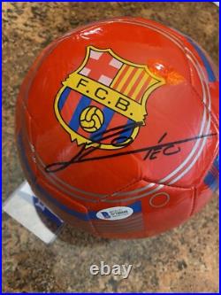 Lionel Messi signed soccer ball Beckett