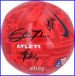 Luis Suarez, Joao Felix and Antoine Griezmann Atletico Madrid Signed Soccer Ball Luis Suarez, Joao Felix and Antoine Griezmann Atletico Madrid Signed Soccer Ball