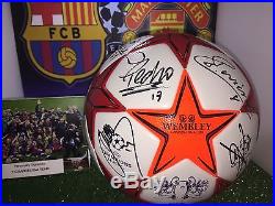 MESSI. ADIDAS MATCH BALL OFFICIAL FINAL WEMBLEY 2011. Signed by FC Barcelona team