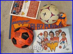 MISL Wichita Wings Lot- 2 balls & 1 pennant (signed), 1 mat, 1 calendar, 1 toy