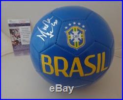 Marta Vieira da Silva signed Blue Brasil Soccer Ball Brazil Orlando Pride JSA