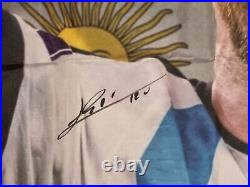 Messi Argentine Football Association Flag Hand Signed with COA Memorabilia new