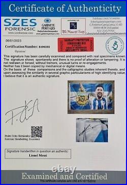 Messi Argentine Football Association Flag Hand Signed with COA Memorabilia new