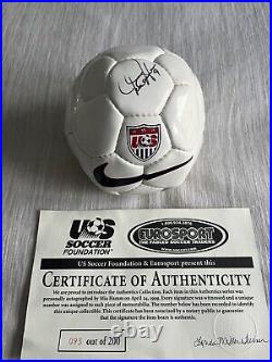 Mia Hamm Signed Mini Nike Soccer Ball With JSA COA That Does Not Fully Inflate