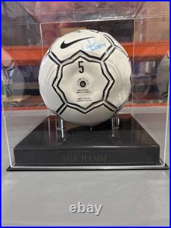 Mia Hamm Signed Nike Soccer Ball with Steiner COA & Display Case Autographed