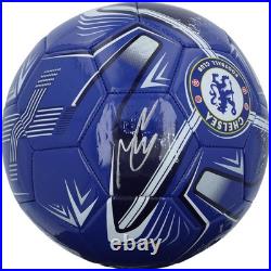 Moises Caicedo Chelsea FC Autographed Chelsea Blue & White Logo Soccer Ball