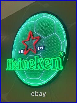 New Rare Heineken Soccer Ball LED 27 Beer Bar Sign Light Est 1873