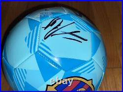 Pau Victor Signed Barcelona Fc Blue Logo Full Size Soccer Ball Coa