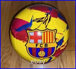 Pau Victor Signed Barcelona Fc Logo Full Size Soccer Ball Coa