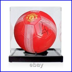 Paul Scholes Signed Manchester United Football Red. In Display Case