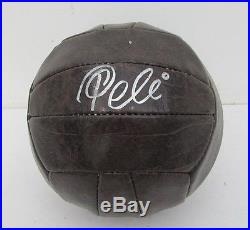 Pele Autographed/Signed Leather Throwback Soccer Ball JSA 129822