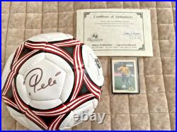 Pele Autographed Soccer Ball And 1991 Soccer Shots #101 Card
