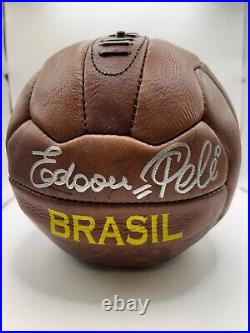 Pele Edson signed vintage leather soccer ball brasil Rare Full Name auto PSA ITP