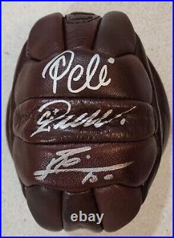 Pele Messi Ronaldo Triple signed Leather Vintage Soccer Ball BAS Beckett LOA