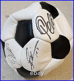 Pele Messi Ronaldo Triple signed Leather Vintage Soccer Ball Beckett LOA