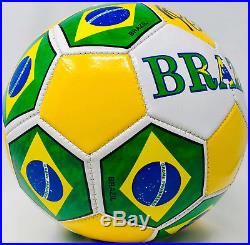 Pele Signed Brazil Soccer Ball Autographed Brazil Flags PSA/DNA ITP COA