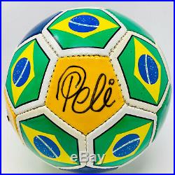 Pele Signed Brazil Soccer Ball Autographed Yellow and Flags PSA/DNA ITP COA