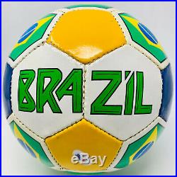 Pele Signed Brazil Soccer Ball Autographed Yellow and Flags PSA/DNA ITP COA