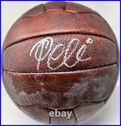 Pele Signed Leather Vintage Soccer Ball Auto PSA DNA ITP Witnessed COA