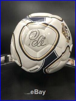 Pele Signed Soccer Ball Autographed Blue and White PSA/DNA COA
