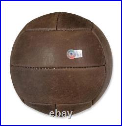 Pele Signed Soccer Ball, Vintage 1950s Style Leather Panel. Auto Beckett BAS