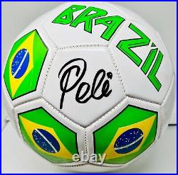 Pele Signed Soccer Brazil Flag Ball Auto PSA DNA ITP Witnessed Sticker Only