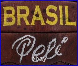 Pele Signed Vintage Leather Brasil Full Size Soccer Ball (PSA)