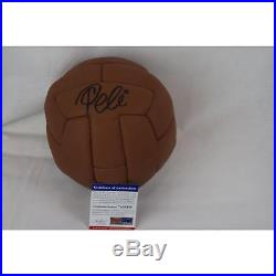 Pele Vintage Brown Soccer Ball PSA DNA Authenticated Signed