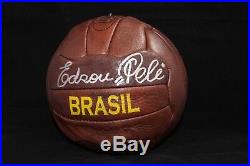 Pele signed vintage leather brazil soccer ball rare FULL NAME PSA ITP 7A19690