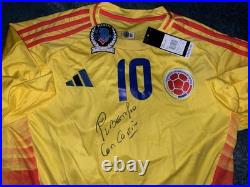 Pibe Carlos Valderrama Signed Columbia Soccer Jersey Legend Beckett