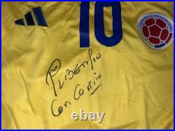 Pibe Carlos Valderrama Signed Columbia Soccer Jersey Legend Beckett