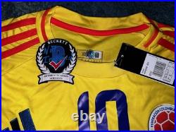 Pibe Carlos Valderrama Signed Columbia Soccer Jersey Legend Beckett