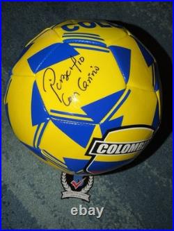 Pibe Carlos Valderrama Signed Official Columbia Soccer Ball Legend Beckett #2