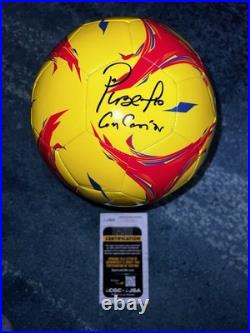 Pibe Carlos Valderrama Signed Official Columbia Soccer Ball Legend JSA Auth