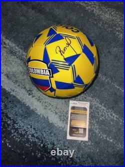 Pibe Carlos Valderrama Signed Official Columbia Soccer Ball Legend JSA Auth #2
