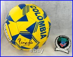 Pibe Carlos Valderrama Signed Soccer Ball Colombia Beckett BAS 2 COA