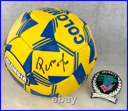 Pibe Carlos Valderrama Signed Soccer Ball Colombia Beckett BAS COA