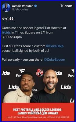 RARE Tim Howard Jameis Winston Auto Signed Mini Soccer Ball Coca Cola NYC FIFA
