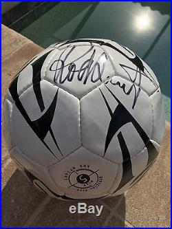 ROD STEWART AUTOGRAPHED BRINE SONIC SOCCER BALL SIZE 5 OFFICIAL SIZE AND WEIGHT