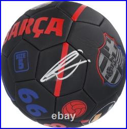 Raphinha FC Barcelona Autographed Black Logo Soccer Ball