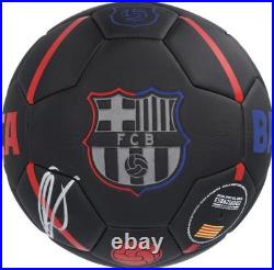 Raphinha FC Barcelona Autographed Black Logo Soccer Ball