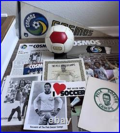 Rare 1979/80s Pele Soccer Camp NY Cosmos Merch Signed Brazil Soccer Ball & More