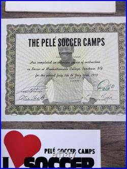 Rare 1979/80s Pele Soccer Camp NY Cosmos Merch Signed Brazil Soccer Ball & More