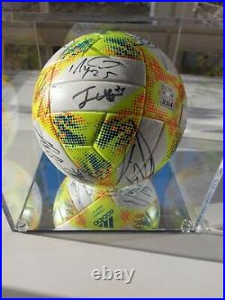 Real Madrid Original team signed ball in a mirror based show case