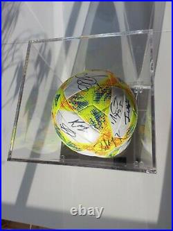 Real Madrid Original team signed ball in a mirror based show case