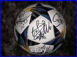 Real Madrid team signed Champions soccer ball