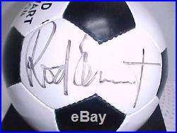 Rod Stewart Autographed Soccer Ball, Ticket And Program With Display Case